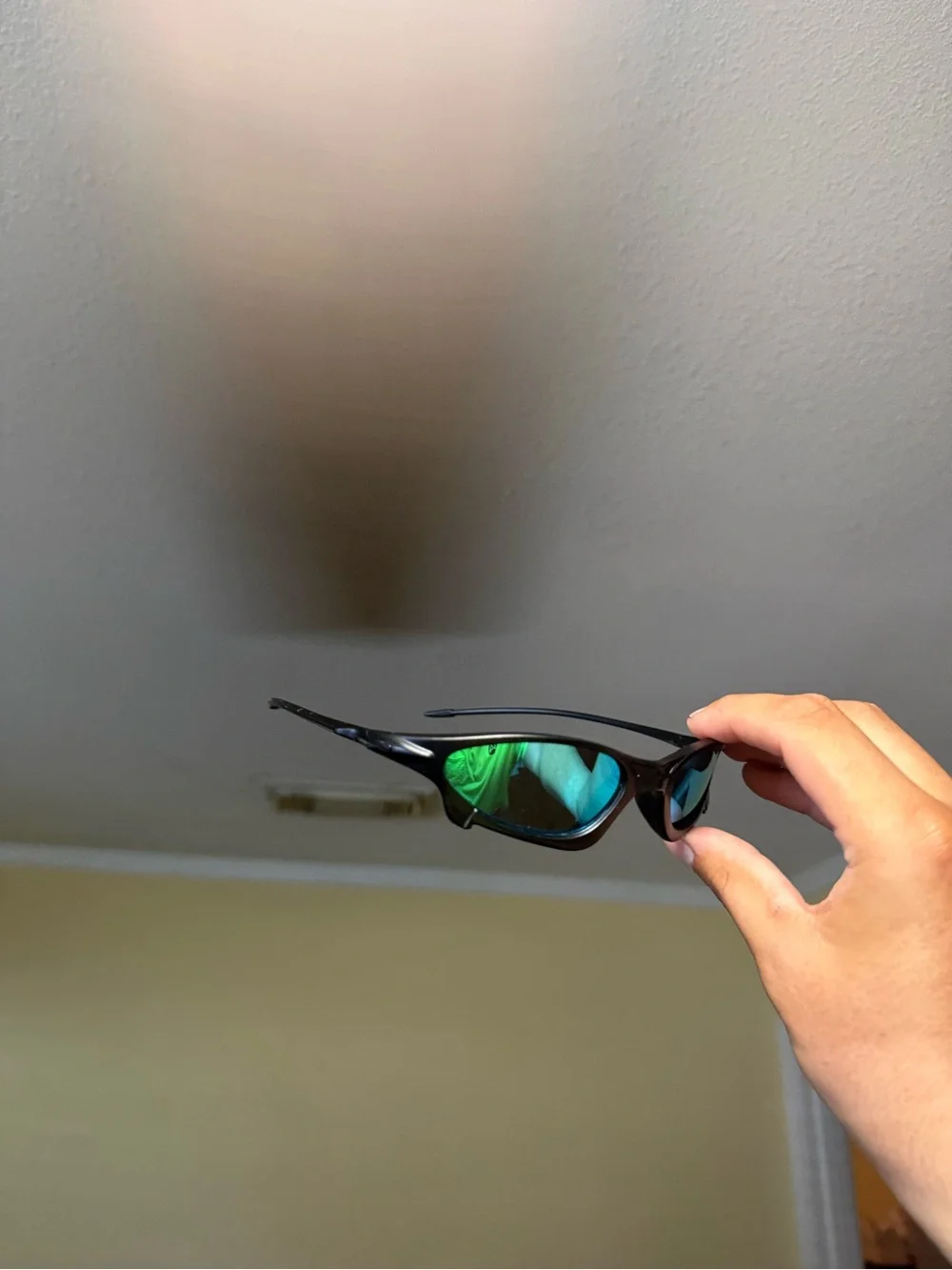 Black Sunglasses with Green Mirrored Lenses - Unbranded Oakleys